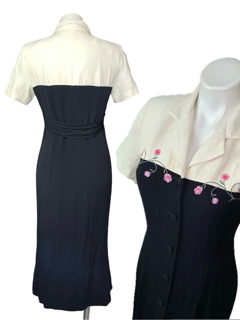 v i n t a g e :: Embroidered Button Front Modest Shirt Dress - Picture 2 of 13